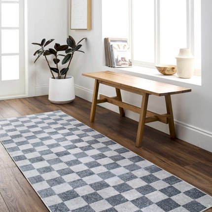 Alie Blue Gray Checkered Washable Rug Rugs TriadCommerceInc