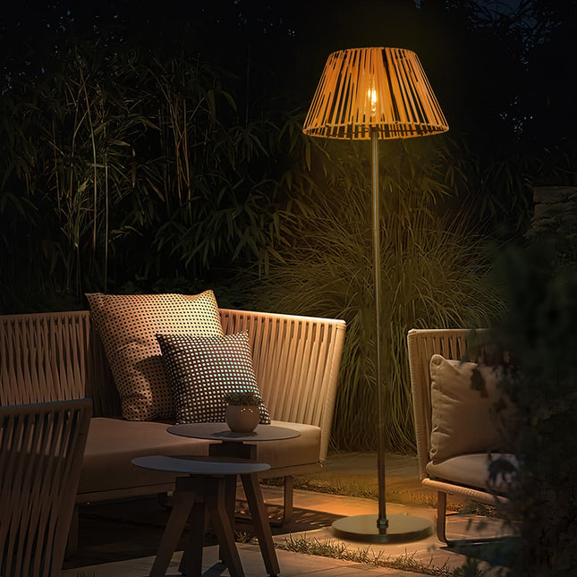 Outdoor Rattan Solar Floor Lamp Floor Lamps TriadCommerceInc