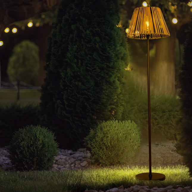 Outdoor Rattan Solar Floor Lamp Floor Lamps TriadCommerceInc