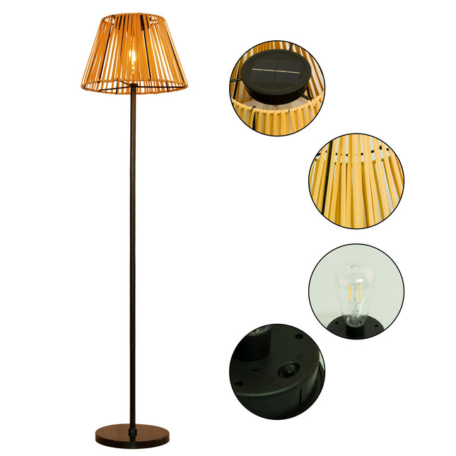 Outdoor Rattan Solar Floor Lamp Floor Lamps TriadCommerceInc