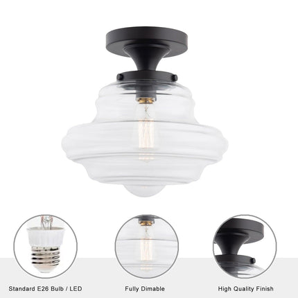 Solaria 1-Light Dark Brown Farmhouse Semi Flush Light Home Decor > Lighting > Ceiling Lights TriadCommerceInc