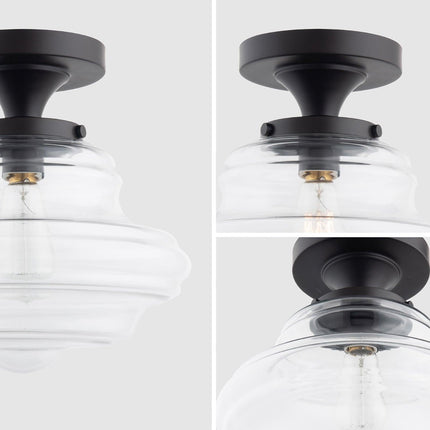 Solaria 1-Light Dark Brown Farmhouse Semi Flush Light Home Decor > Lighting > Ceiling Lights TriadCommerceInc