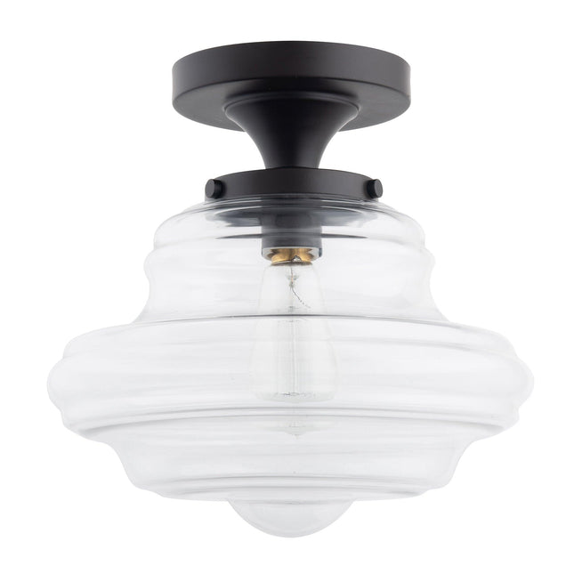 Solaria 1-Light Dark Brown Farmhouse Semi Flush Light Home Decor > Lighting > Ceiling Lights TriadCommerceInc Black