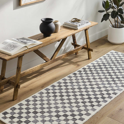 Halen Taupe Checkered Area Rug Rugs TriadCommerceInc