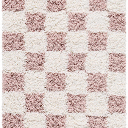 Atira Pink Checkered Shag Rug Rugs TriadCommerceInc