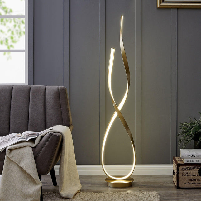 Sandy Gold Vienna LED 55" Tall Floor Lamp // Dimmable Floor Lamps TriadCommerceInc   
