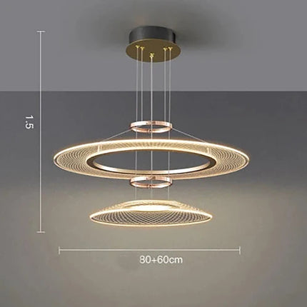 LED Round Crystal Pendant Lamp Chandeliers TriadCommerceInc 60D cm + 80D cm Trichromatic Light 