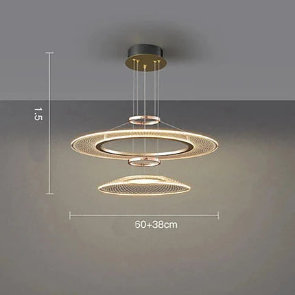 LED Round Crystal Pendant Lamp Chandeliers TriadCommerceInc 38D cm + 60D cm Trichromatic Light 
