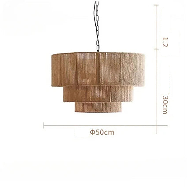 Japanese Vintage Woven Rattan Pendant Light Pendants TriadCommerceInc Hanging 50cm Warm White 