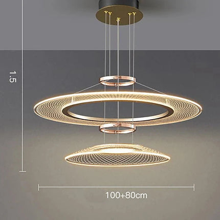 LED Round Crystal Pendant Lamp Chandeliers TriadCommerceInc 100D cm + 80D cm Trichromatic Light 