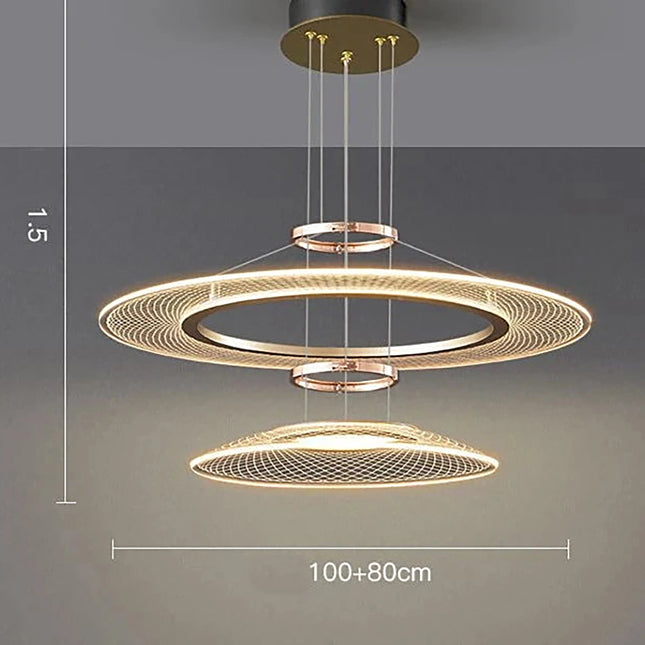 LED Round Crystal Pendant Lamp Chandeliers TriadCommerceInc 100D cm + 80D cm Trichromatic Light 