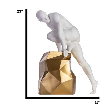 Sensuality Man Sculpture // Matte White and Gold Sculpture TriadCommerceInc   