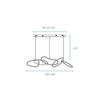 Seoul LED Hoops Rectangular Chandelier // Chrome Chandeliers TriadCommerceInc   