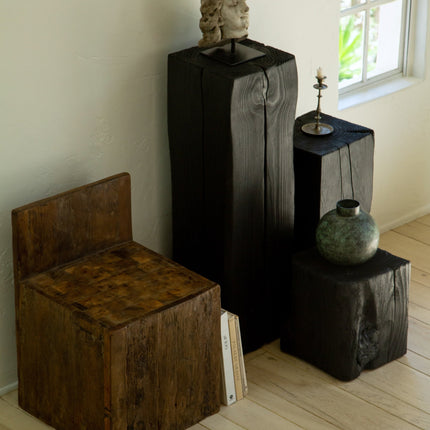 Charcoal Sculpture Pedestal - Tall Sculptural Pedestal TriadCommerceInc