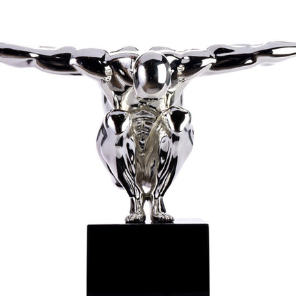 Small Saluting Man Resin Sculpture 17" Wide x 10.5" Tall // Chrome Sculpture TriadCommerceInc   