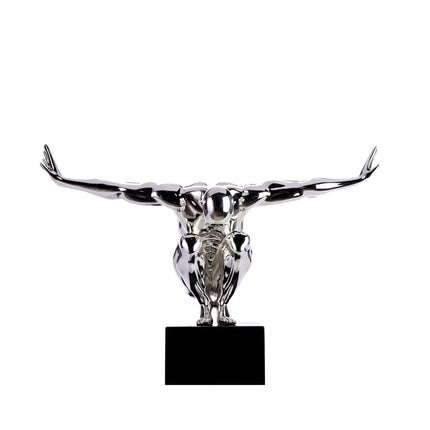 Small Saluting Man Resin Sculpture 17" Wide x 10.5" Tall // Chrome Sculpture TriadCommerceInc   