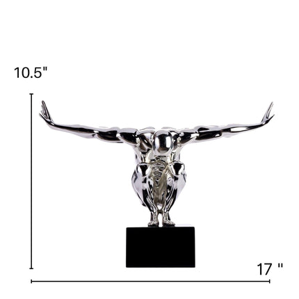 Small Saluting Man Resin Sculpture 17" Wide x 10.5" Tall // Chrome Sculpture TriadCommerceInc   