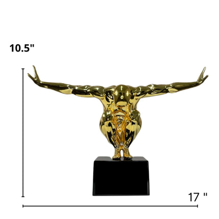 Small Saluting Man Resin Sculpture 17" Wide x 10.5" Tall // Gold Sculpture TriadCommerceInc   