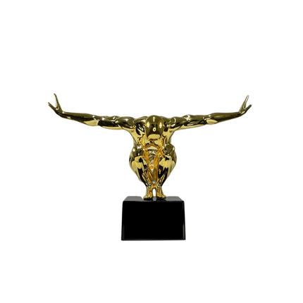 Small Saluting Man Resin Sculpture 17" Wide x 10.5" Tall // Gold Sculpture TriadCommerceInc   