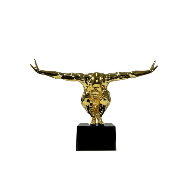 Small Saluting Man Resin Sculpture 17" Wide x 10.5" Tall // Gold Sculpture TriadCommerceInc   