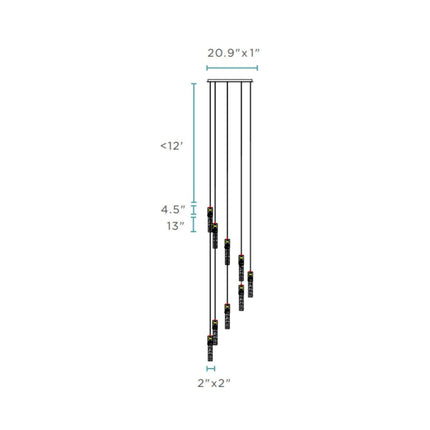 Sparkling Night Cylinder Chandelier // 9 Light Chandeliers TriadCommerceInc   