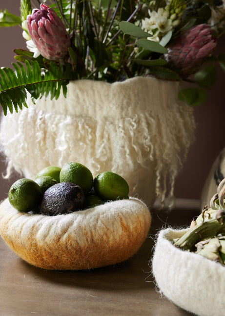 Marigold Yellow Ombre Wool Ukhamba Bowl Baskets & Vessels TriadCommerceInc