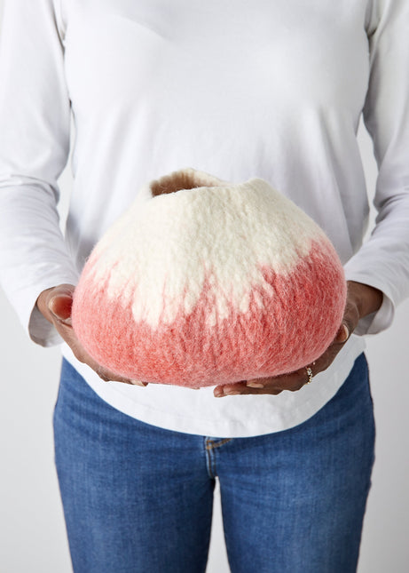 Sunkissed Coral Decorative Wool Ukhamba Bowl Baskets & Vessels TriadCommerceInc