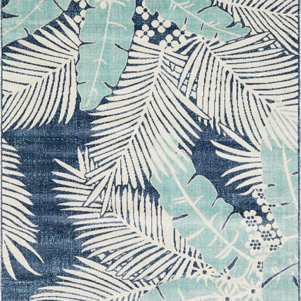 Thebarton Coastal Blue Palm Area Rug Rugs TriadCommerceInc