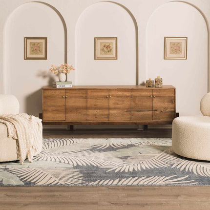 Thebarton Coastal Blue Palm Area Rug Rugs TriadCommerceInc