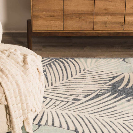 Thebarton Coastal Blue Palm Area Rug Rugs TriadCommerceInc