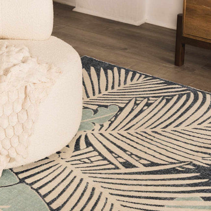 Thebarton Coastal Blue Palm Area Rug Rugs TriadCommerceInc
