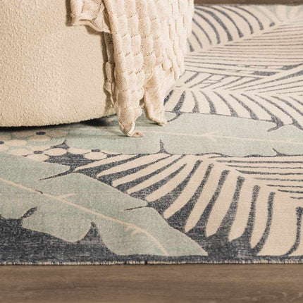 Thebarton Coastal Blue Palm Area Rug Rugs TriadCommerceInc
