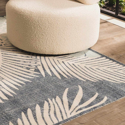 Thebarton Coastal Blue Palm Area Rug Rugs TriadCommerceInc