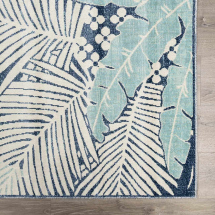 Thebarton Coastal Blue Palm Area Rug Rugs TriadCommerceInc
