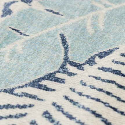 Thebarton Coastal Blue Palm Area Rug Rugs TriadCommerceInc