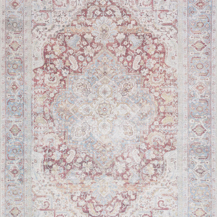 Cream Rust Leeston Vintage Washable Area Rug - Clearance Rugs TriadCommerceInc