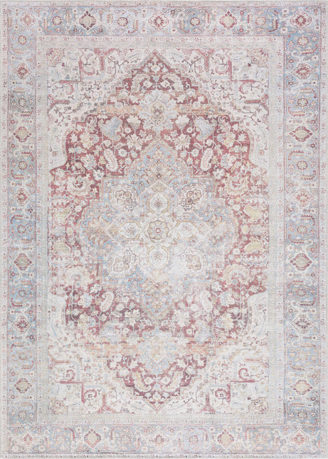 Cream Rust Leeston Vintage Washable Area Rug - Clearance Rugs TriadCommerceInc