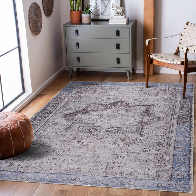 Rosman Blue&Beige Washable Rug - Promo - Clearance Rugs TriadCommerceInc