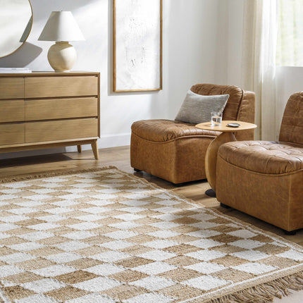 Tiria Diamond Checkered Jute Tasseled Rug Rugs TriadCommerceInc
