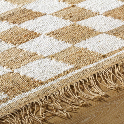 Tiria Diamond Checkered Jute Tasseled Rug Rugs TriadCommerceInc