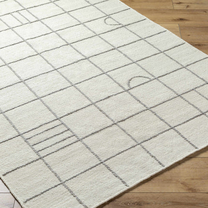 Tieve Black & White Grid Wool Rug Rugs TriadCommerceInc