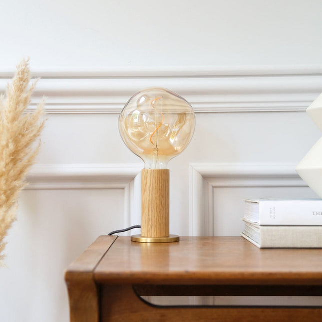 Knuckle Table Lamp in Oak + Voronoi I Table Lamps TriadCommerceInc