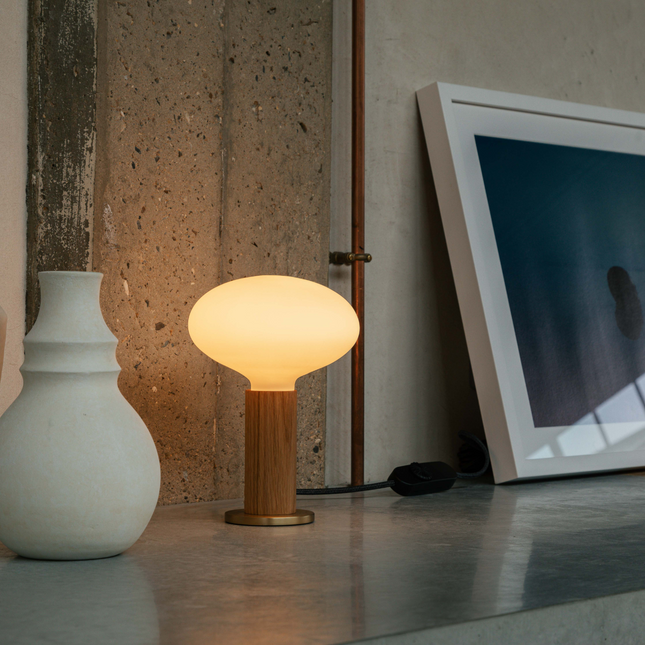 Knuckle Table Lamp in Oak + Oval Table Lamps TriadCommerceInc