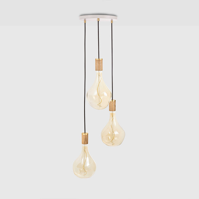 Triple Pendant Light in Oak + Voronoi II - White Canopy Home Decor > Lighting > Ceiling Lights > Pendant Lights TriadCommerceInc