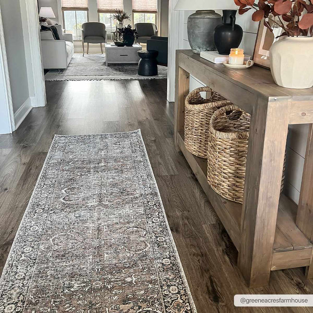 Tan Jill Vintage Washable Area Rug - Clearance Rugs TriadCommerceInc