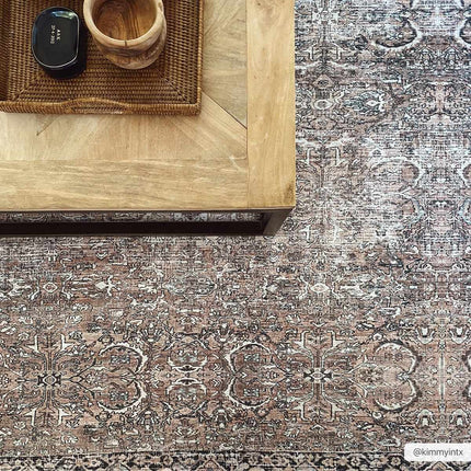Tan Jill Vintage Washable Area Rug - Clearance Rugs TriadCommerceInc