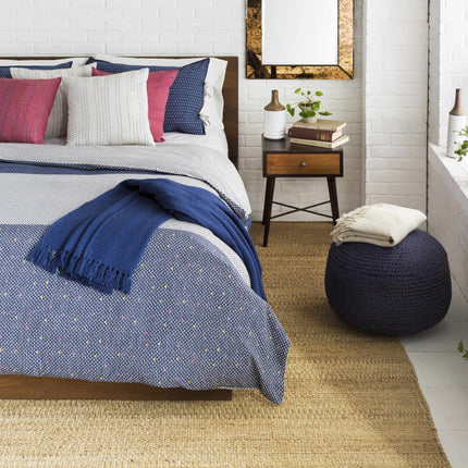 Gail Navy Jute Knitted Pouf Poufs TriadCommerceInc