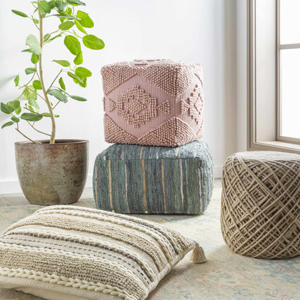 Bellingen Gray Handwoven Textured Pouf Poufs TriadCommerceInc