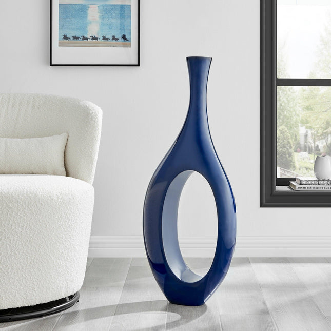 Trombone Vase // Large Navy Blue Vase TriadCommerceInc   