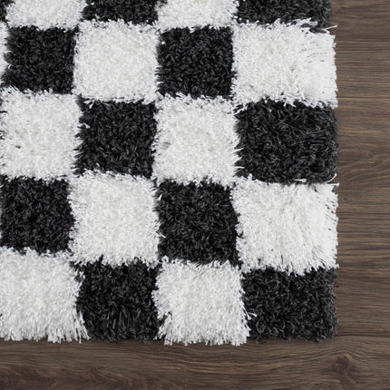 Atira Black & White Checkered Area Rug Rugs TriadCommerceInc